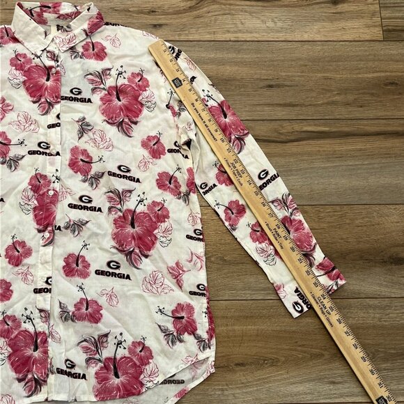 Women's Wes and Willy Button Up Shirt SZ Large Georgia Sports Floral Blouse - Picture 5 of 12